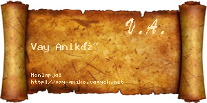 Vay Anikó névjegykártya