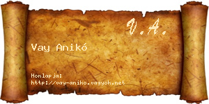 Vay Anikó névjegykártya